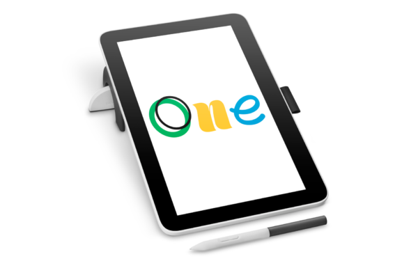 Wacom One 12 3_4 Left View in portrait mode with stand