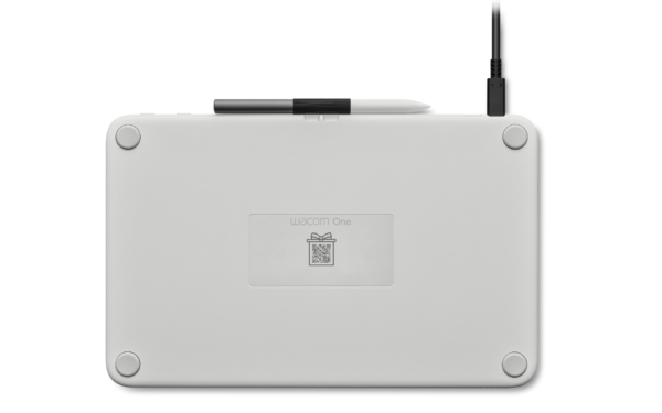 Wacom One 12_back view_pen in holder_with cable