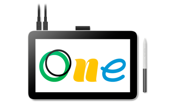 Wacom One 12_Overhead view_with two cables