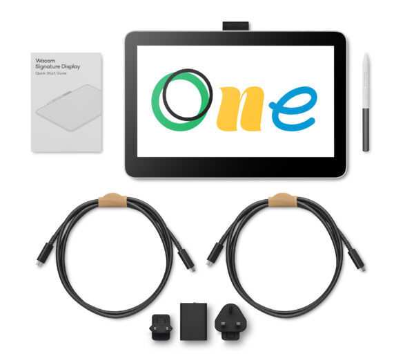 Wacom One 13 touch_Box content overview_with two USB-C cables