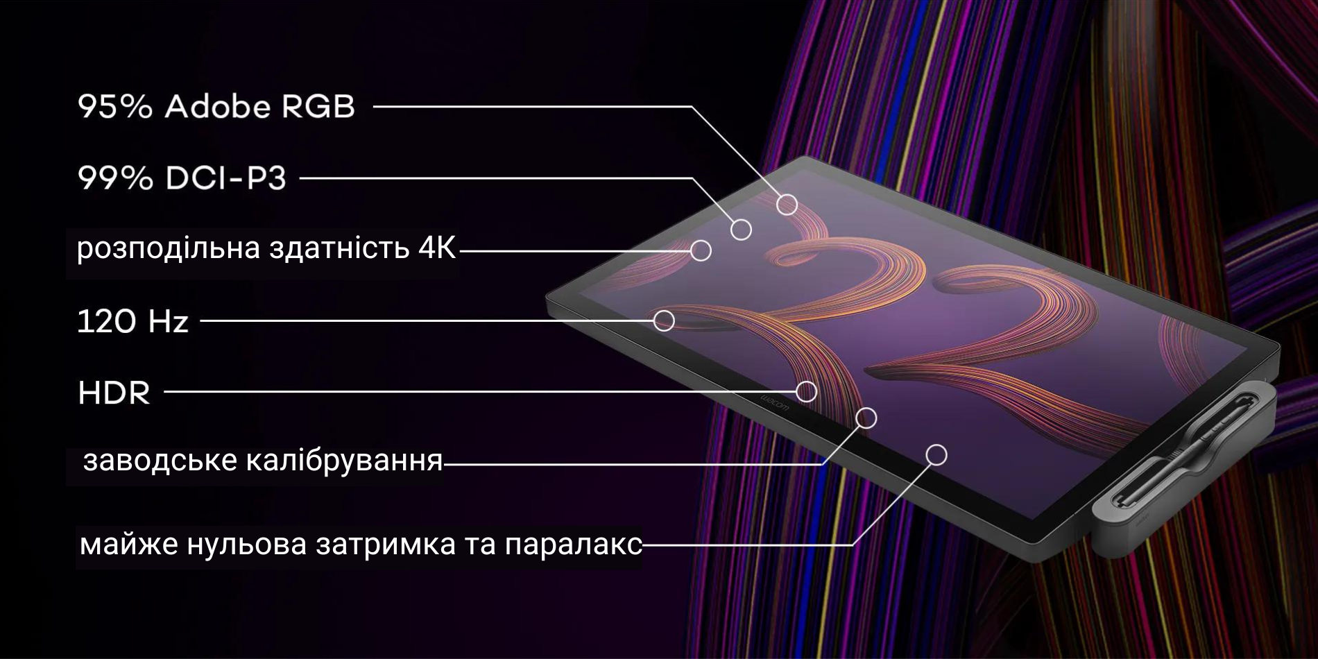 Графічний монітор-планшет Wacom Cintiq Pro 22 (з підставкою) Графічний монітор-планшет Wacom Cintiq Pro 22 (з підставкою)